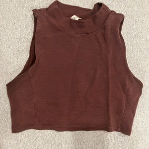 ALO Yoga Brown Waffle Crop Top Fully Lined Sports Bra Small